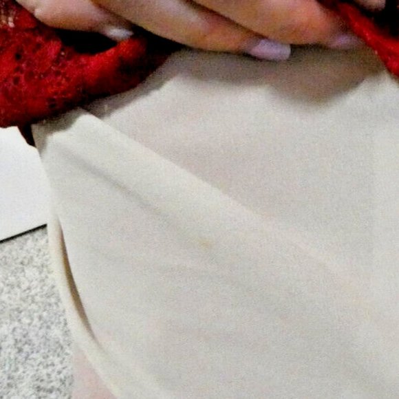 Red Dress Modest Lace Sheath Bodycon Cocktail Party French Connection Size 4 - Picture 7 of 10